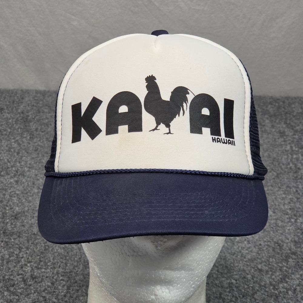 Kauai Hawaii Trucker Hat Snapback Cap Navy White Rooster Snapback‎ Skater Grunge